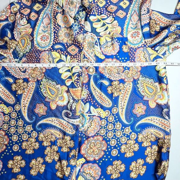 Nasty Gal Paisley Print Oversized Button Down Shirt Cobalt US 10 - Picture 10 of 12